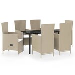 vidaXL Ensemble de salle à manger de jardin avec coussins 7 Pièces Beige
