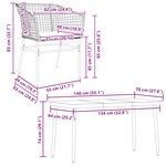 vidaXL Ensemble à manger jardin coussins 5Pièces marron poly rotin verre