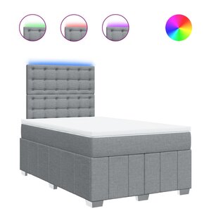 vidaXL Sommier à lattes de lit et matelas gris clair 120x190 cm tissu