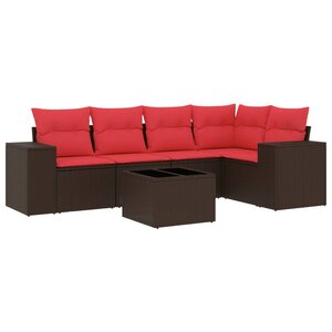 vidaXL Salon de jardin 6 Pièces avec coussins marron résine tressée