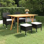 vidaXL Ensemble de salle à manger de jardin 5 Pièces Noir