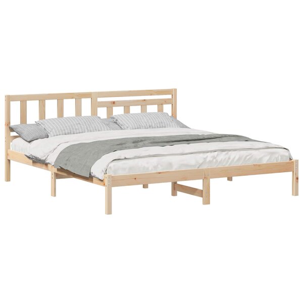 vidaXL Cadre de lit avec tête de lit Marron 160 x 200 cm Pin massif