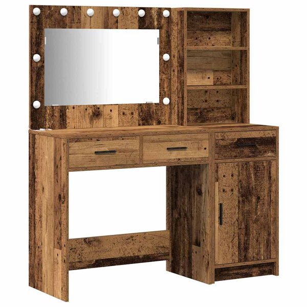 vidaXL Table de Toilette avec tiroir 2 Pièces Marron Bois d'ingénierie