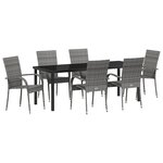 vidaXL Ensemble de Salle à Manger de Jardin de 7 Pièces Gris Poly Rattan