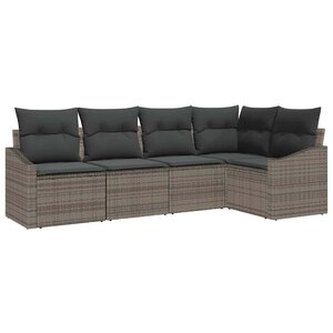 vidaXL Ensemble de canapé de jardin 5 Pièces Gris Poly rotin