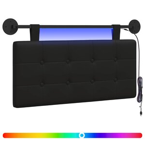 vidaXL Tête de lit suspendue Avec lumière LED Noir Simili cuir