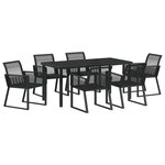 vidaXL Ensemble de salle à manger pour jardin 7 Pièces Noir Poly rotin
