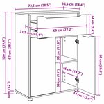 vidaXL Cabinet de salle de bain avec tiroir Noir 72 5 x 36 5 x 100 cm