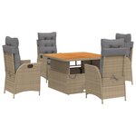 vidaXL Ensemble à manger de jardin avec coussins 5Pièces Beige poly rotin