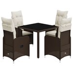 vidaXL Ensemble de bistro de jardin 5 Pièces coussins marron poly rotin