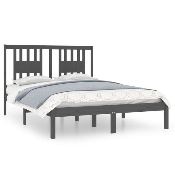 vidaXL Cadre de lit sans matelas gris bois massif