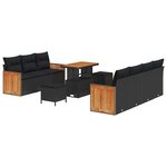 vidaXL Ensemble de canapé de jardin Manuel 10 Pièces Noir 90 x 55 x 71 cm