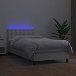 vidaXL Sommier à lattes de lit avec matelas et LED Blanc 100x200 cm