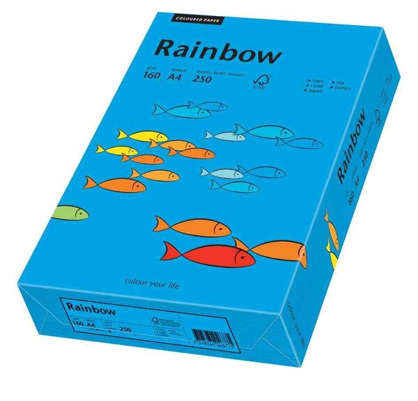 Ramette 250 Feuilles Papier Multifonction 'Rainbow' A4, 160g Bleu intensif PAPYRUS