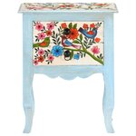 vidaXL Table de chevet peinte à la main 40x30x50 cm Bois de manguier
