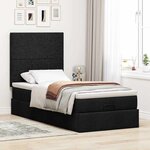 vidaXL Cadre de lit ottoman avec matelas noir 90x190 cm tissu