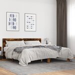 vidaXL Cadre de lit chêne fumé 180x200 cm bois d'ingénierie et métal