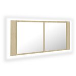 vidaXL Armoire à miroir à LED de bain Chêne sonoma 100x12x45 Acrylique