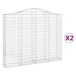 vidaXL Paniers à gabions arqués 2 Pièces 200x30x160/180 cm Fer galvanisé