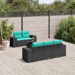 vidaXL Salon de jardin 6 Pièces avec coussins noir résine tressée