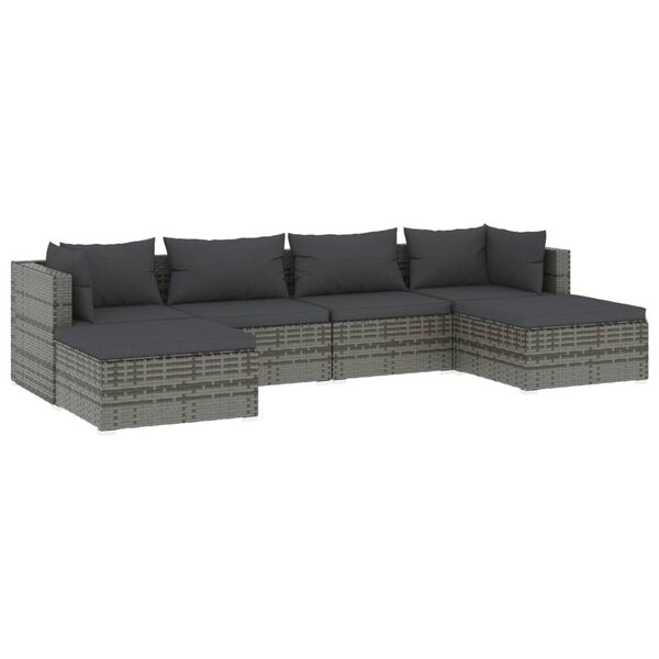 Salon de jardin meuble d'extérieur ensemble de mobilier 6 pièces avec coussins résine tressée gris 02_0016867