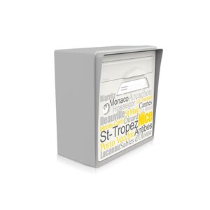 Boîte aux lettres compacte gris souris – "Sous le soleil" – fabriquée en France – en résine – ne rouille pas – porte interchangeable