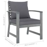 vidaXL Chaises de jardin 2 Pièces avec coussins gris foncé Bois d'acacia