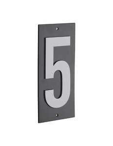 THIRARD - Plaque de signalisation 5  marquage blanc sur fond noir  panneau ABS à visser  56x120mm