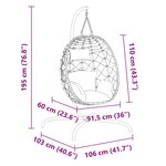 vidaXL Fauteuil suspendu avec coussin en polyrotin et acier taupe