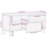 vidaXL Meuble TV Blanc 105 x 33 x 46 cm bois de manguier massif