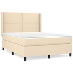 vidaXL Sommier à lattes de lit avec matelas Crème 140x190 cm Tissu