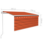 vidaXL Auvent rétractable automatique avec store 3x2 5 m Orange marron