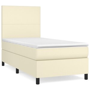 vidaXL Sommier à lattes de lit avec matelas Crème 100x200cm Similicuir
