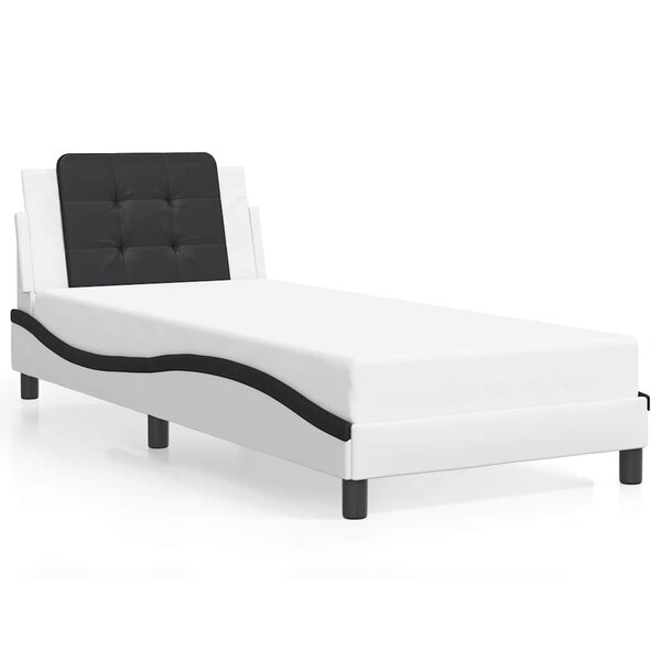 vidaXL Cadre de lit sans matelas Zadar blanc et noir 90x190 cm similicuir