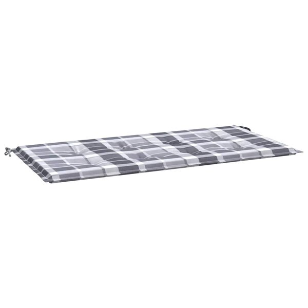 vidaXL Coussin de banc de jardin motif à carreaux gris 120x50x4 cm