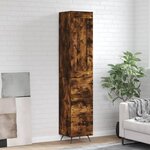 vidaXL Buffet haut Chêne fumé 34 5x34x180 cm Bois d'ingénierie