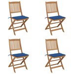 vidaXL Chaises pliables de jardin lot de 4 avec coussins Bois d'acacia