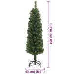 vidaXL Sapin de Noël artificiel mince avec support vert 150 cm PVC