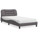 vidaXL Lit avec matelas gris 100x200 cm similicuir