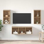 vidaXL Ensemble de meubles TV 3 Pièces chêne artisanal 37 x 37 x 107 cm