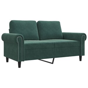 vidaXL Canapé à 2 places Vert foncé 120 cm Velours