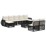 vidaXL Ensemble de canapé de jardin 10 pc Noir et blanc crème