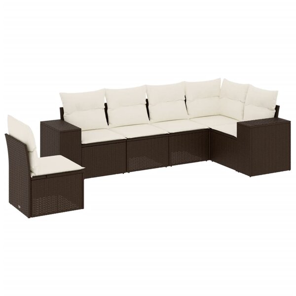 vidaXL Salon de jardin avec coussins 6 Pièces marron résine tressée