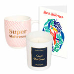 Lot cadeau Bougie  Mug Super maîtresse & carte Merci Maîtresse
