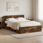 vidaXL Cadre de lit avec rangement Chêne fumé 140 x 190 cm