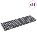 vidaXL Tapis d'escalier auto-adhésifs Rayé 15 Pièces Gris 65 x 21 x 4 cm