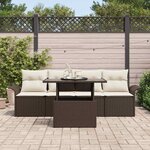 vidaXL Ensemble de canapé de jardin 5 Pièces Marron polyrotin