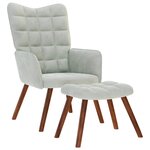 vidaXL Chaise de relaxation avec tabouret Gris clair Velours