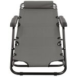 vidaXL Chaises longues pliables 2 Pièces avec repose-pied Acier Gris