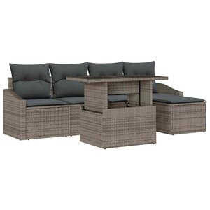 vidaXL Ensemble de canapé de jardin avec coussin 6 Pièces Gris
